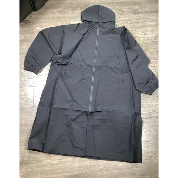YZY BECMHUK EPUBYH logo Oversized Black Mens Hooded Rain Jacket Outdoor Jacket - Picture 1 of 8